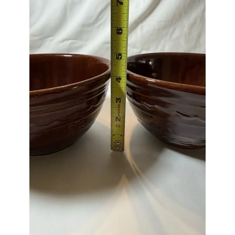 MarCrest Mixing Stoneware Bowl Oven Proof Set 2pc Embossed Floral 8